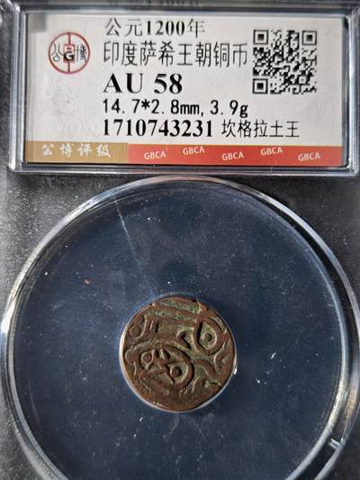 119期新疆红钱粟特钱币丝路钱币专场 - 印度萨希王朝铜币