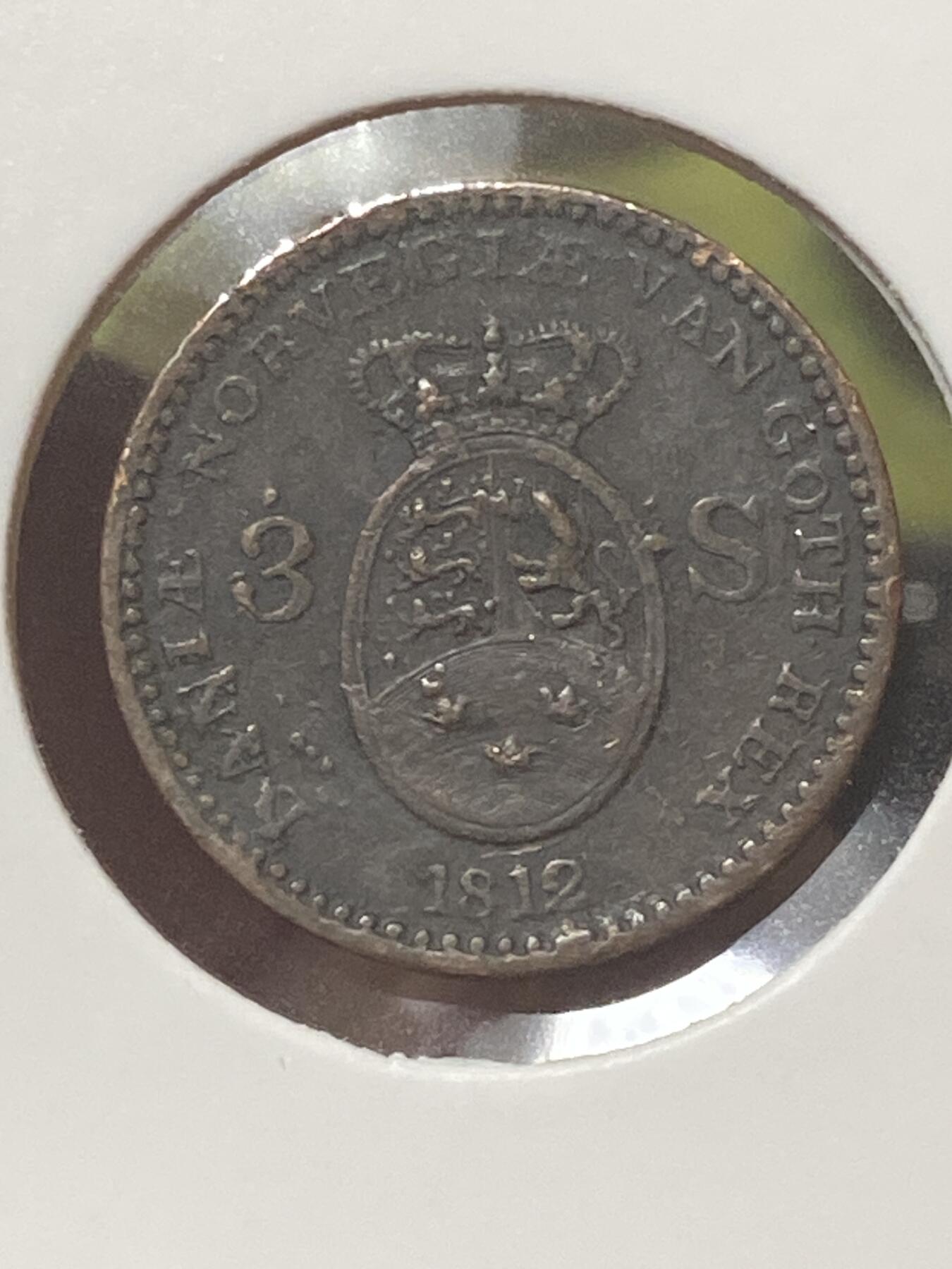 2026年第三十四场(总第二百零三场）外国精品纸夹币场(免佣金) 丹麦王国🇩🇰1812单年份3斯基林(弗雷德里克六世时期，哥本哈根造)