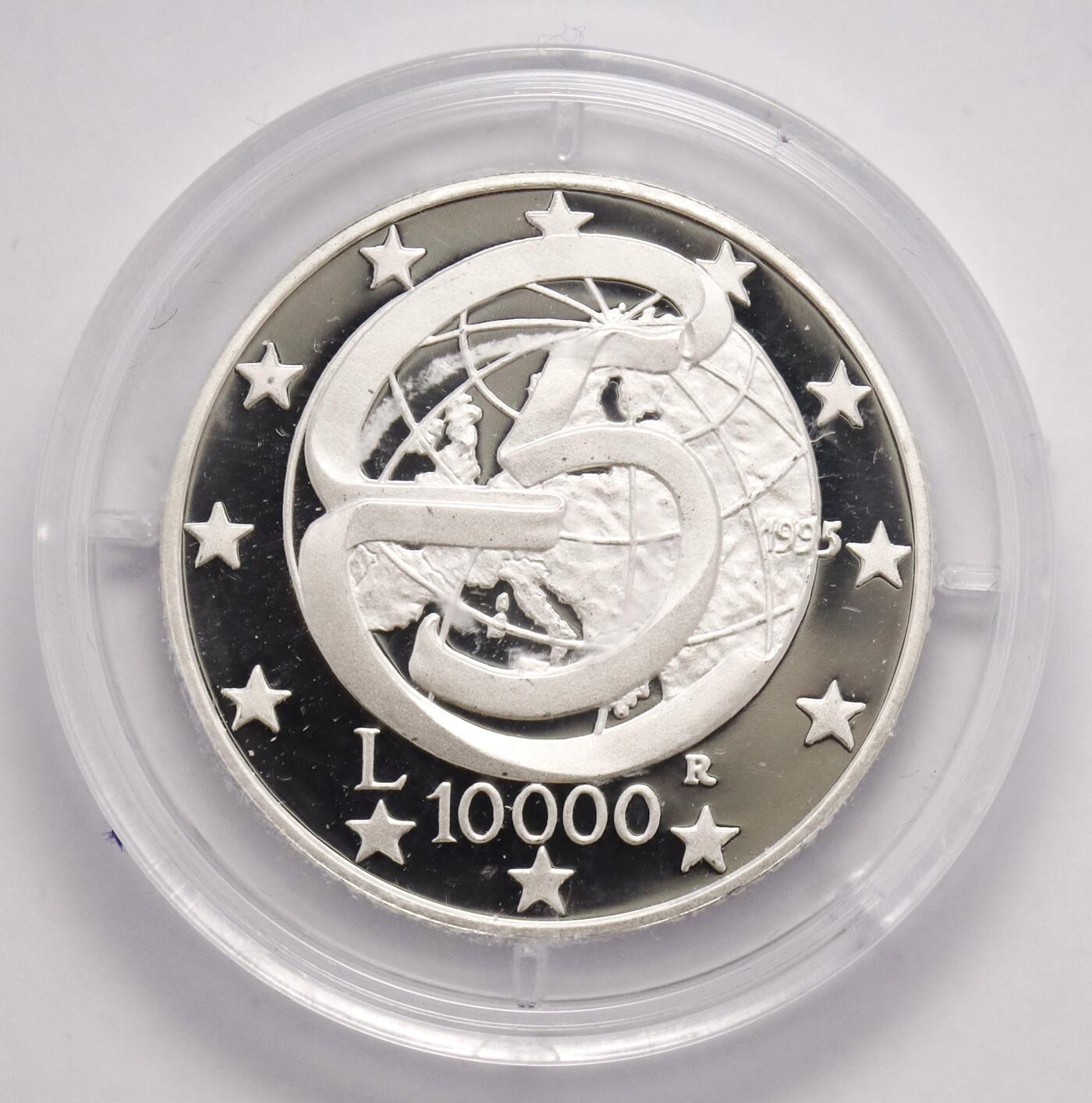 观钱近现代机制币拍卖No.003  意大利 1995 年 “墨西拿会议 40 周年” 10000 里拉纪念银币