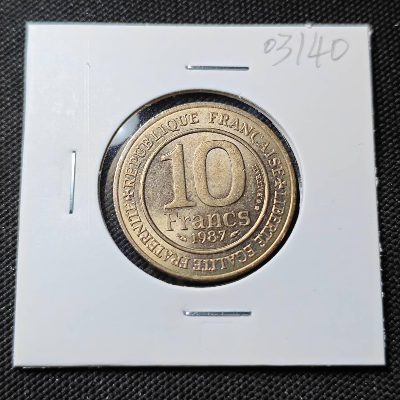 KK钱币收藏小铺   第403期 2月预留时间 周末发货  法国10法郎纪念币 好品
