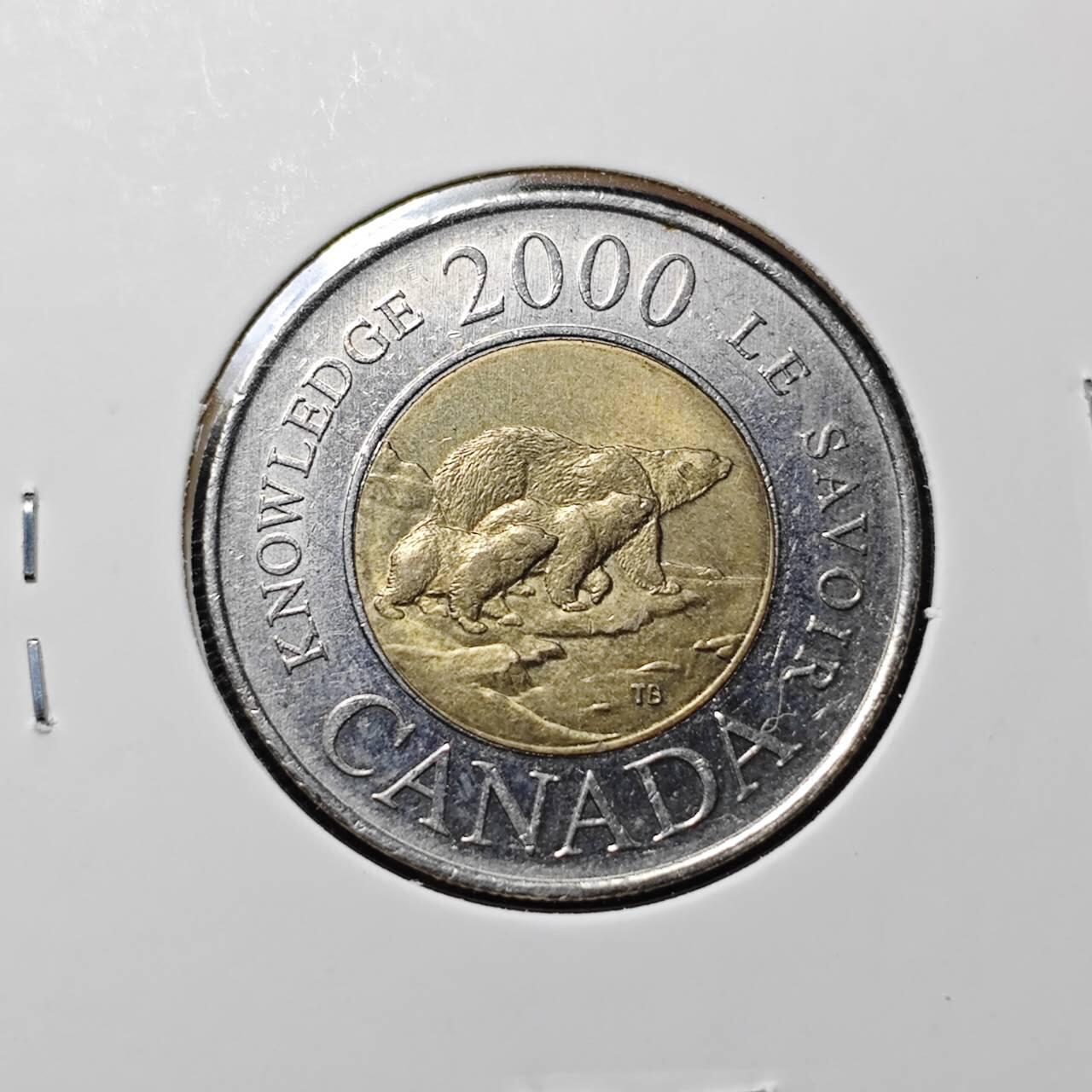 KK钱币收藏小铺   第402期 2月预留时间 周末发货 2000 加拿大2元 千禧年