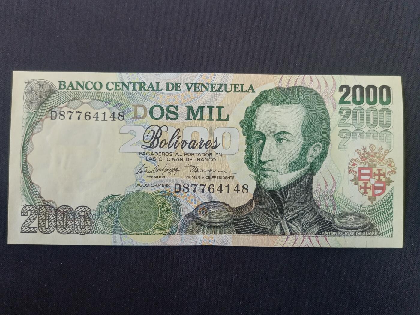 【游宝拍卖】丙午马年第8期 委内瑞拉-2000玻利瓦尔【1998年 全新UNC】