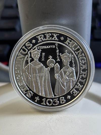 第192期拍卖 - 获奖匈牙利1988年圣斯蒂芬逝世950周年精制版银币，900银，发行5000枚