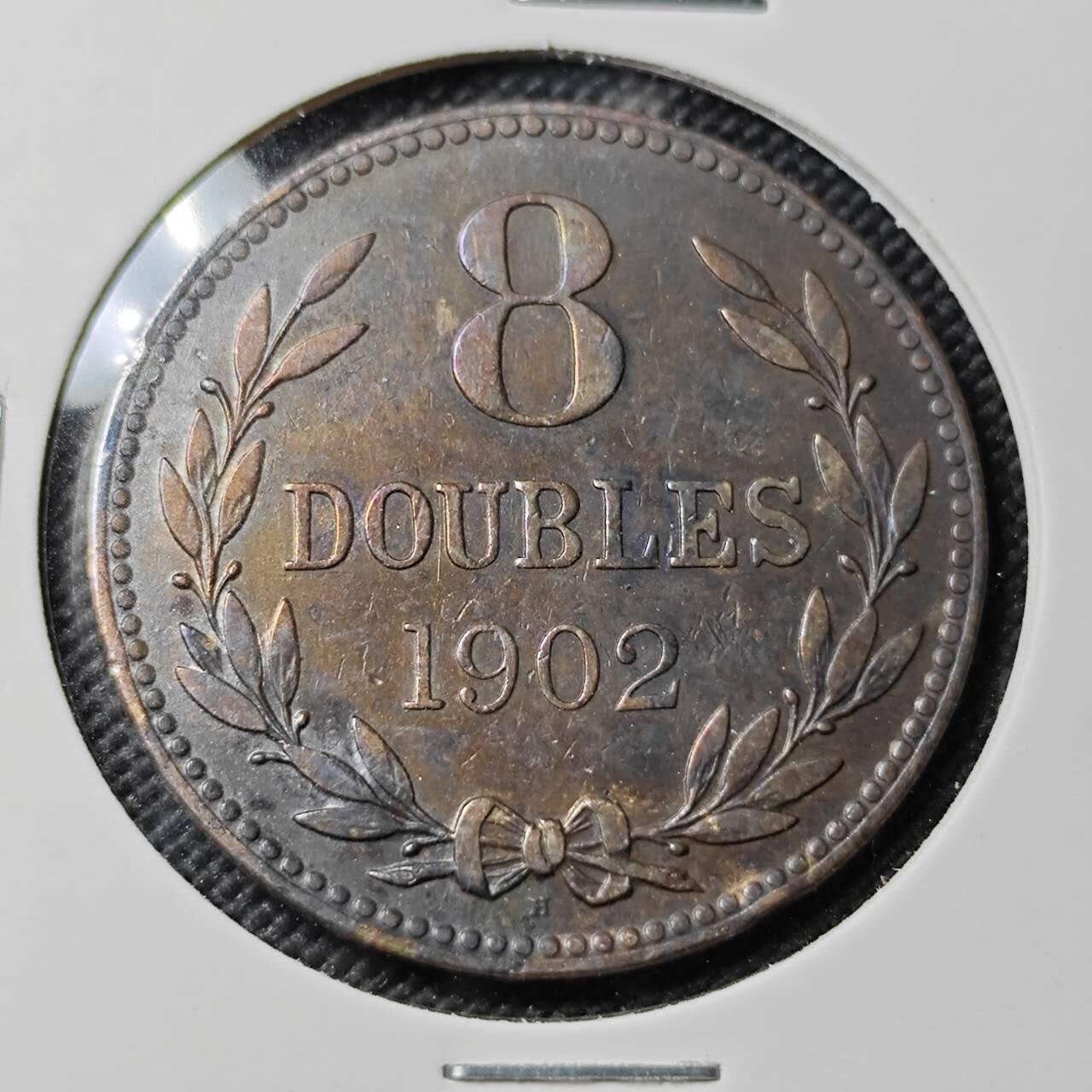 KK钱币收藏小铺   第403期 2月预留时间 周末发货  1902英属根西 8道布铜币