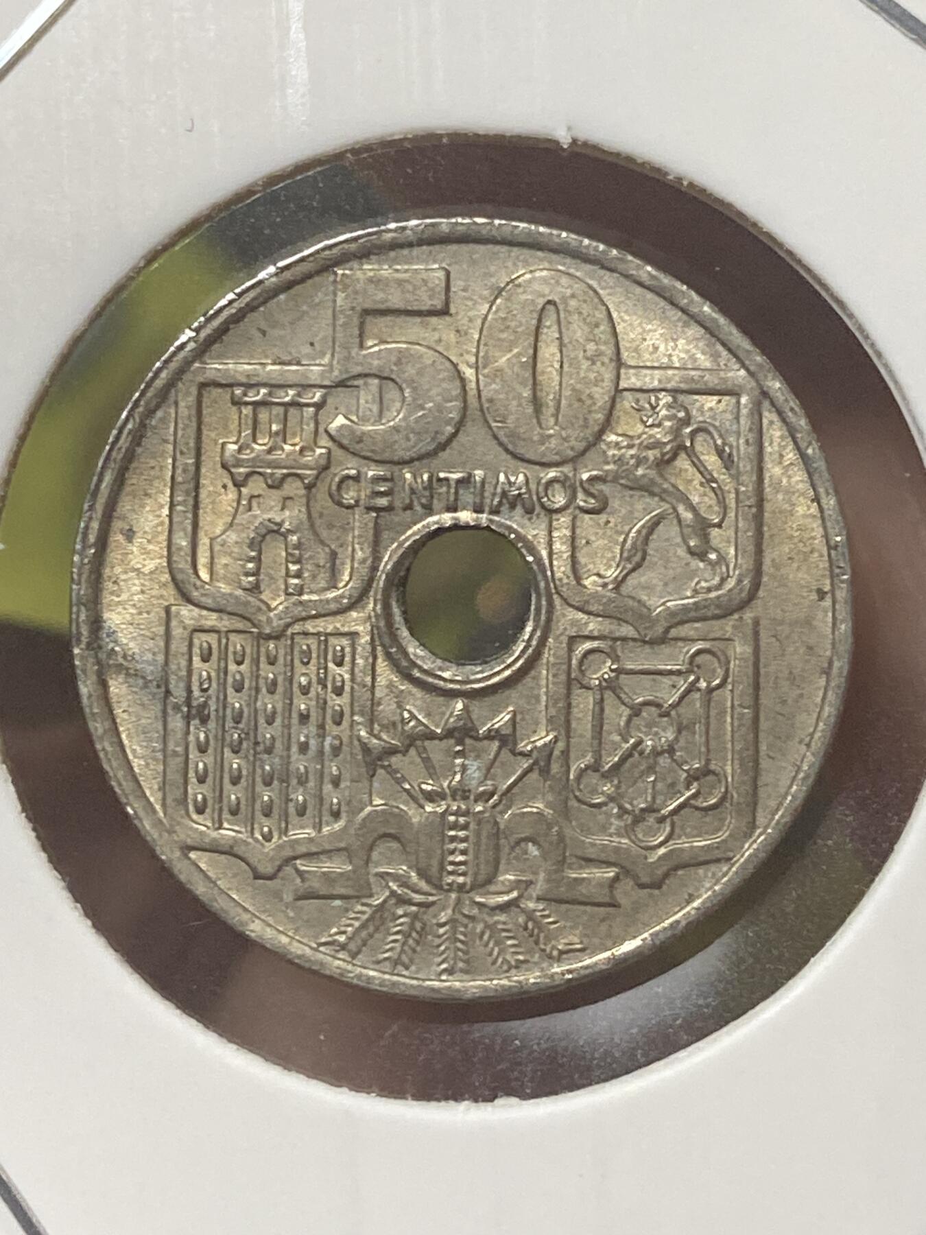 2026年第三十四场(总第二百零三场）外国精品纸夹币场(免佣金) 西班牙🇪🇸1949(52)年50分(佛朗哥执政时期)