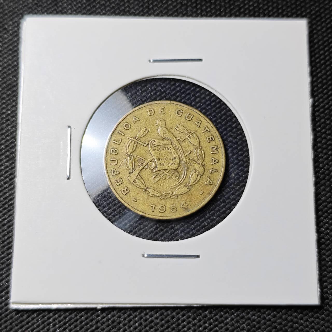 KK钱币收藏小铺   第403期 2月预留时间 周末发货  1954危地马拉1分铜币