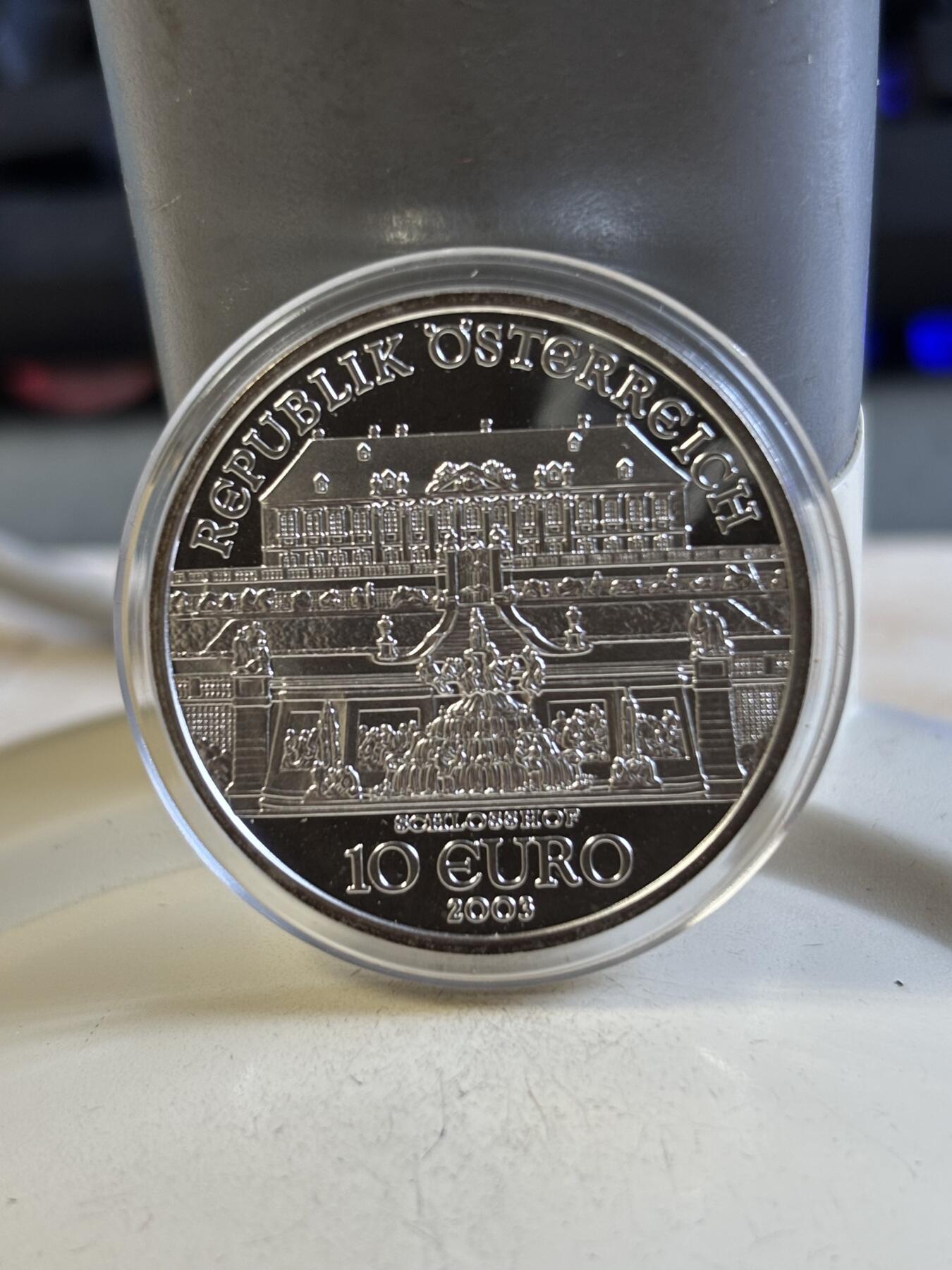 第193期拍卖 奥地利2003年发行施洛斯霍夫宫殿精制纪念银币，925银，16克