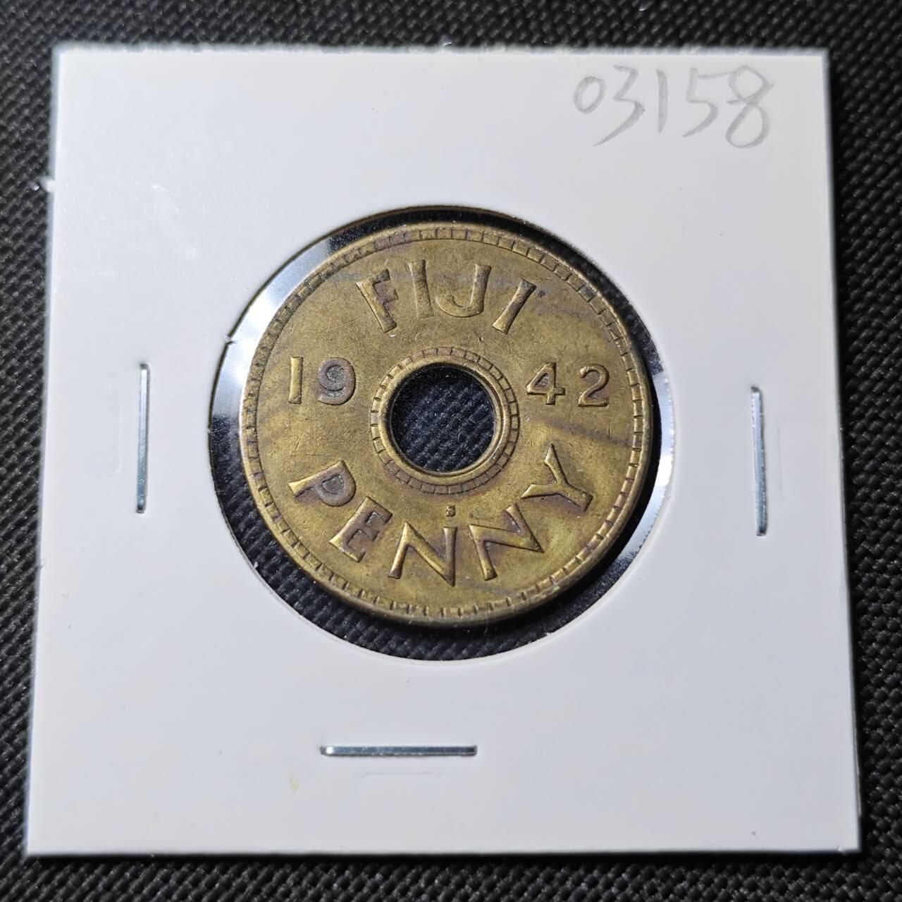 KK钱币收藏小铺   第403期 2月预留时间 周末发货  1942斐济1便士铜币