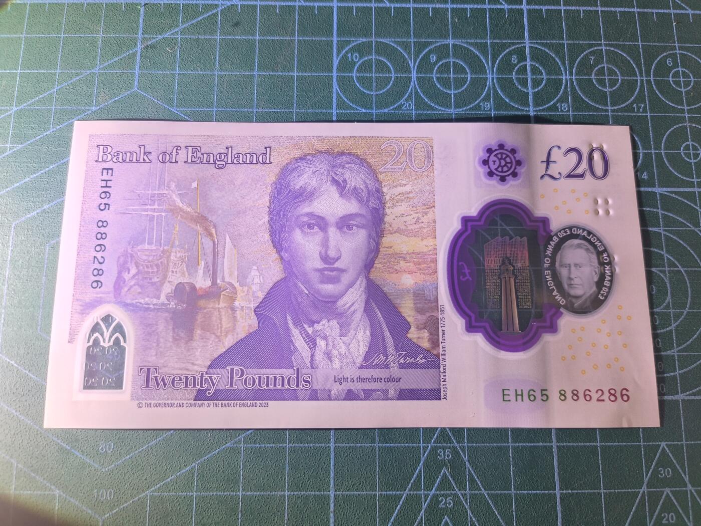 世界靓号纸钞第八十二期 2024年英国英格兰银行20镑 查尔斯镑 品相如图