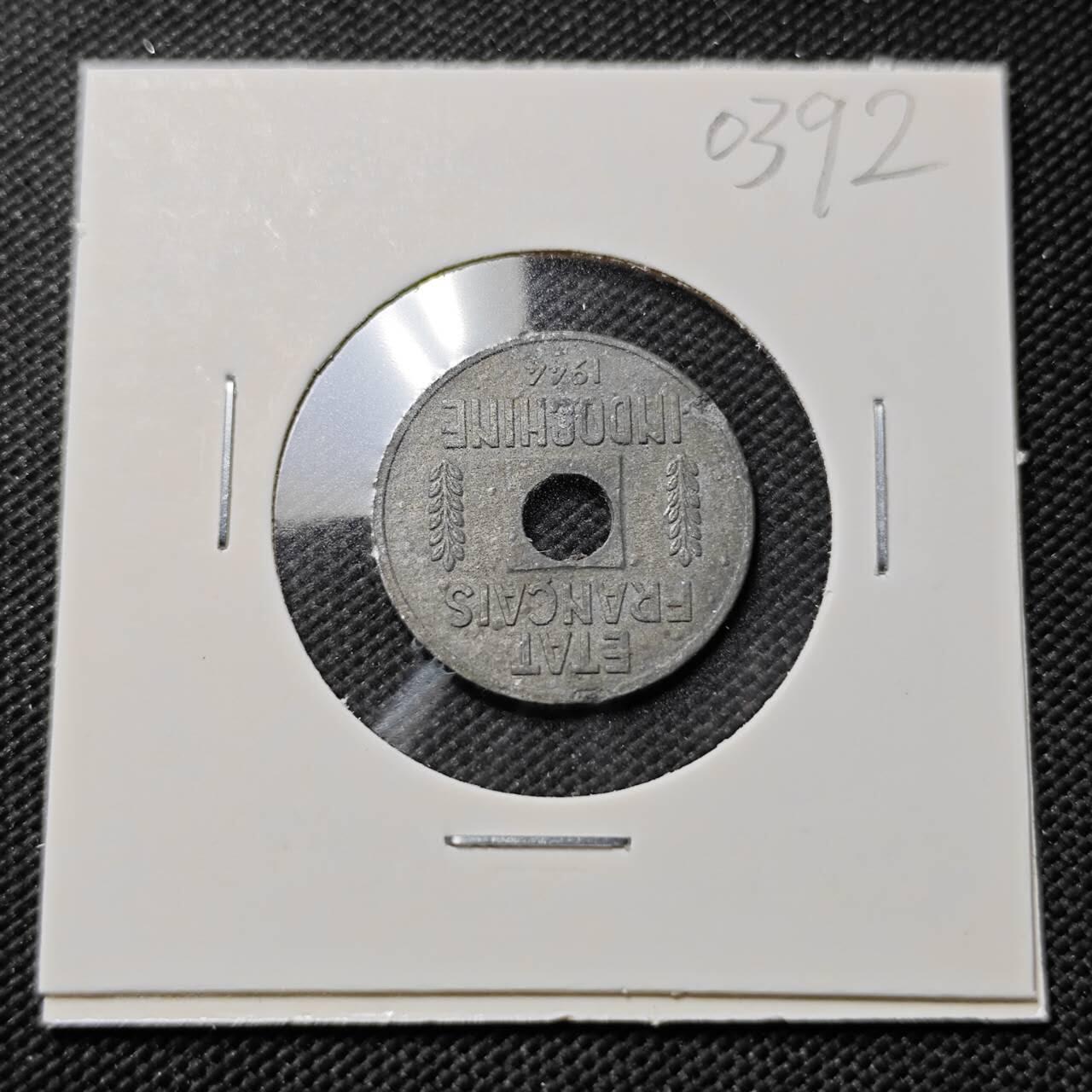 KK钱币收藏小铺   第403期 2月预留时间 周末发货  1944法属印支1/4分锌币