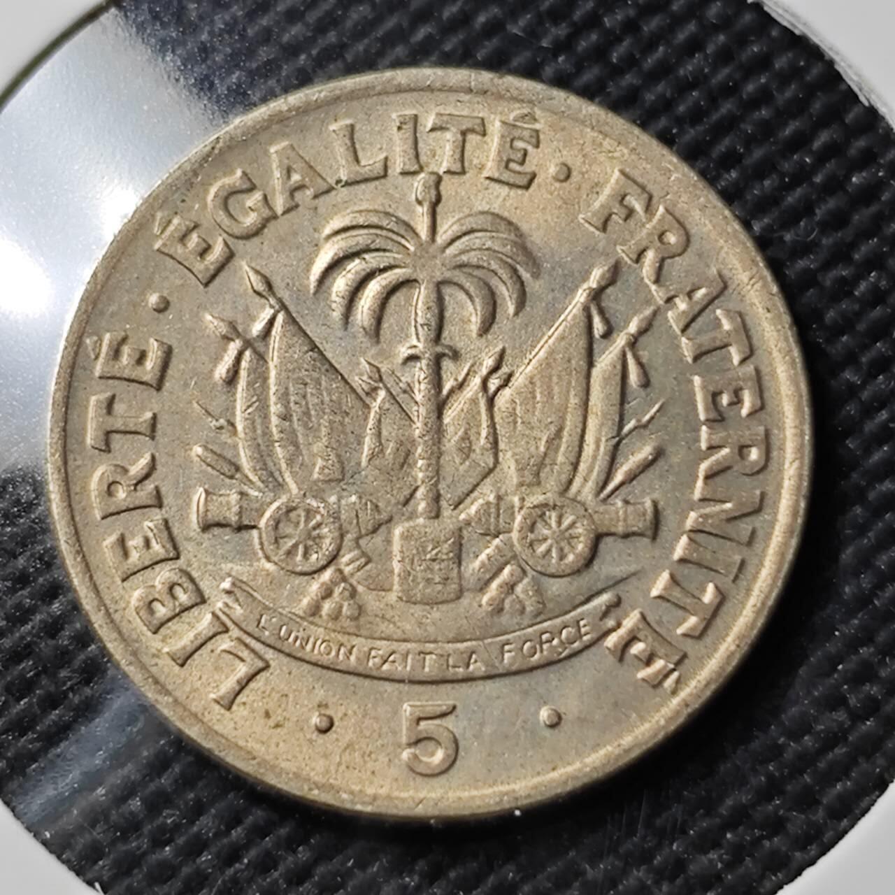 KK钱币收藏小铺   第403期 2月预留时间 周末发货  1958海地5分