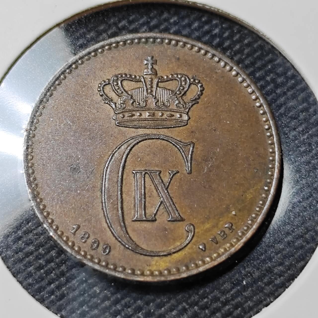 KK钱币收藏小铺   第402期 2月预留时间 周末发货  1899丹麦2欧尔铜币