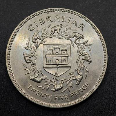  【淘币小摊】限时拍第八百七十九拍   克朗币邮币封场    每周一统一发货 - 直布罗陀1977年女王登基银禧25便士纪念币