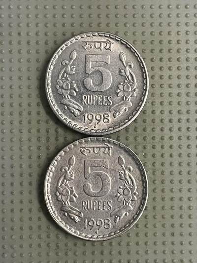 2026年第31场各国散币拍卖（总第181场） - 印度1998年5卢比2枚