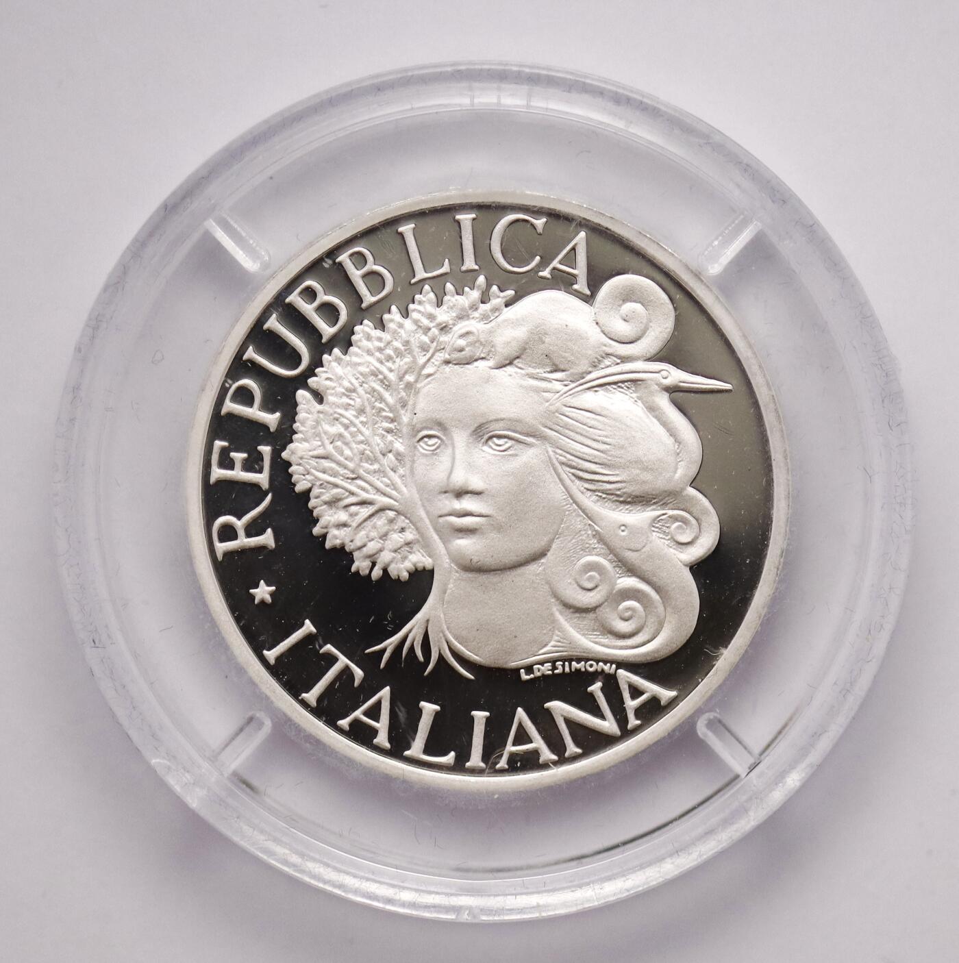 观钱近现代机制币拍卖No.003  意大利 1994 年 “动植物保护” 1000 里拉纪念银币