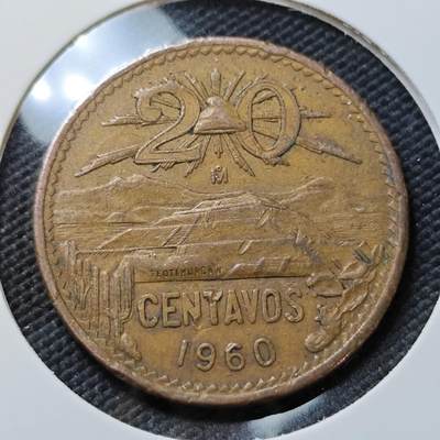 KK钱币收藏小铺   第403期 2月预留时间 周末发货 -  1960墨西哥20分铜币