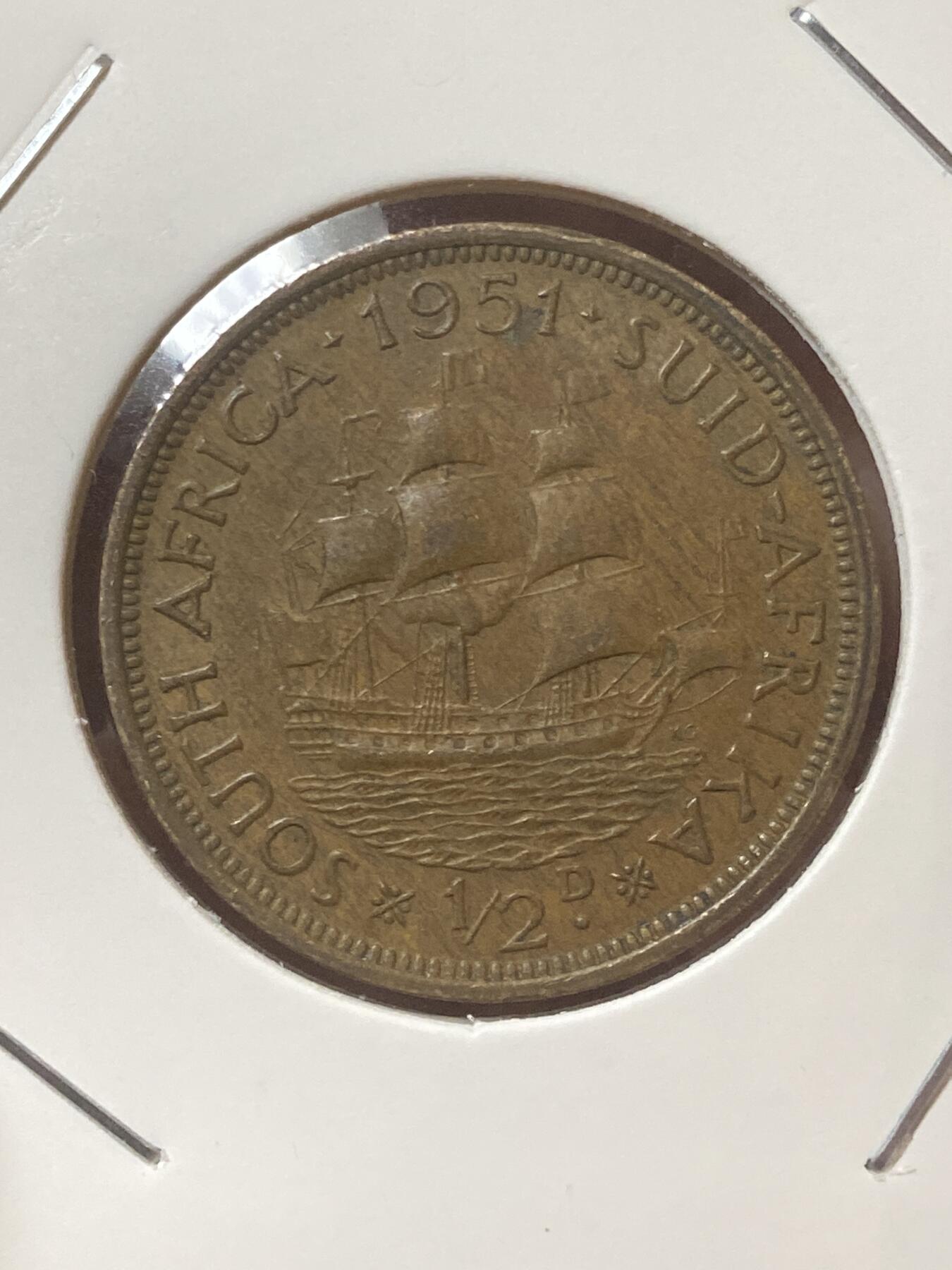 2026年第三十四场(总第二百零三场）外国精品纸夹币场(免佣金) 少见年份–英属南非1951年1/2便士(乔治六世第三版，首发年仅发行2年)