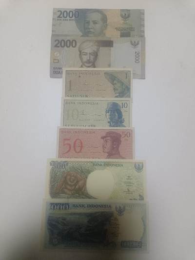 【20260310】非全新纸币和硬币第342场 - 印度尼西亚7张纸币不同版本