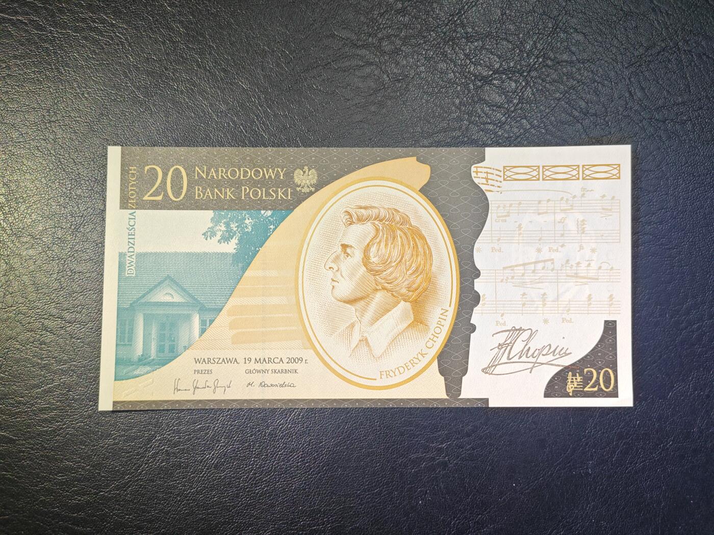 波兰 2009年 肖邦诞辰200周年 20兹罗提 纪念钞 无47靓号