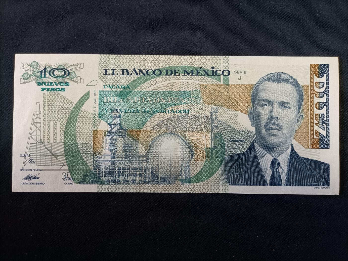 【游宝拍卖】丙午马年第8期 墨西哥-10比索【1992年 近新AU- 中折】