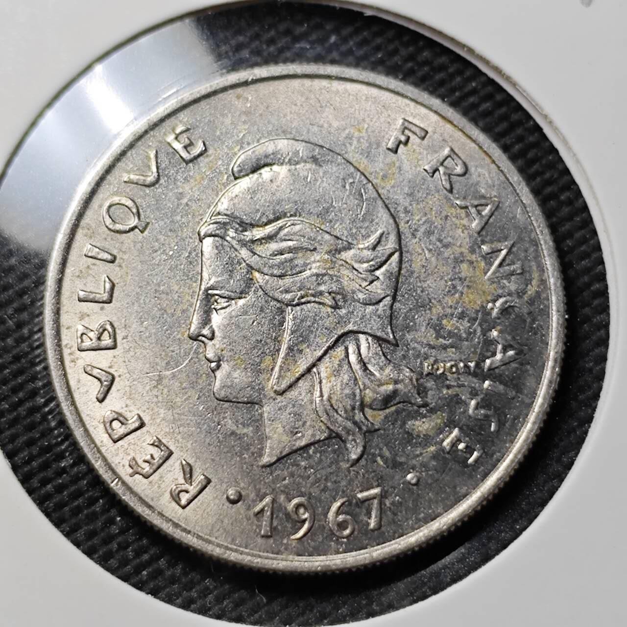 KK钱币收藏小铺   第402期 2月预留时间 周末发货  1967法属赫布里底20法郎