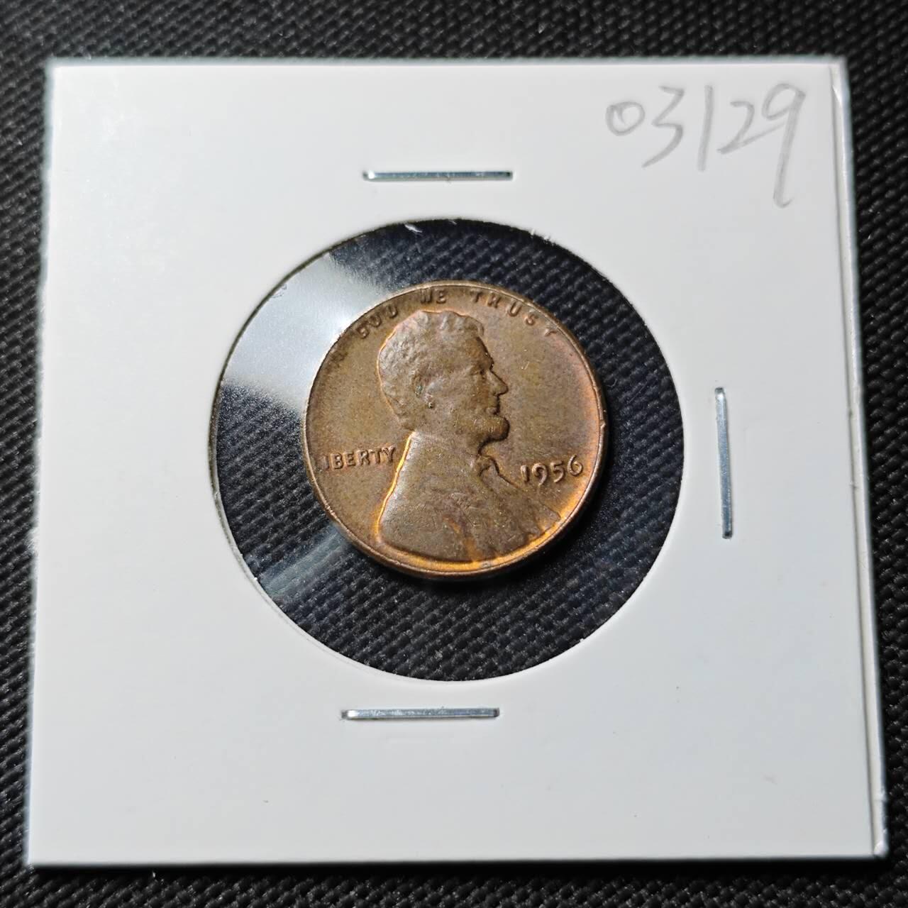 KK钱币收藏小铺   第403期 2月预留时间 周末发货  1956美国麦穗一分铜币 好品