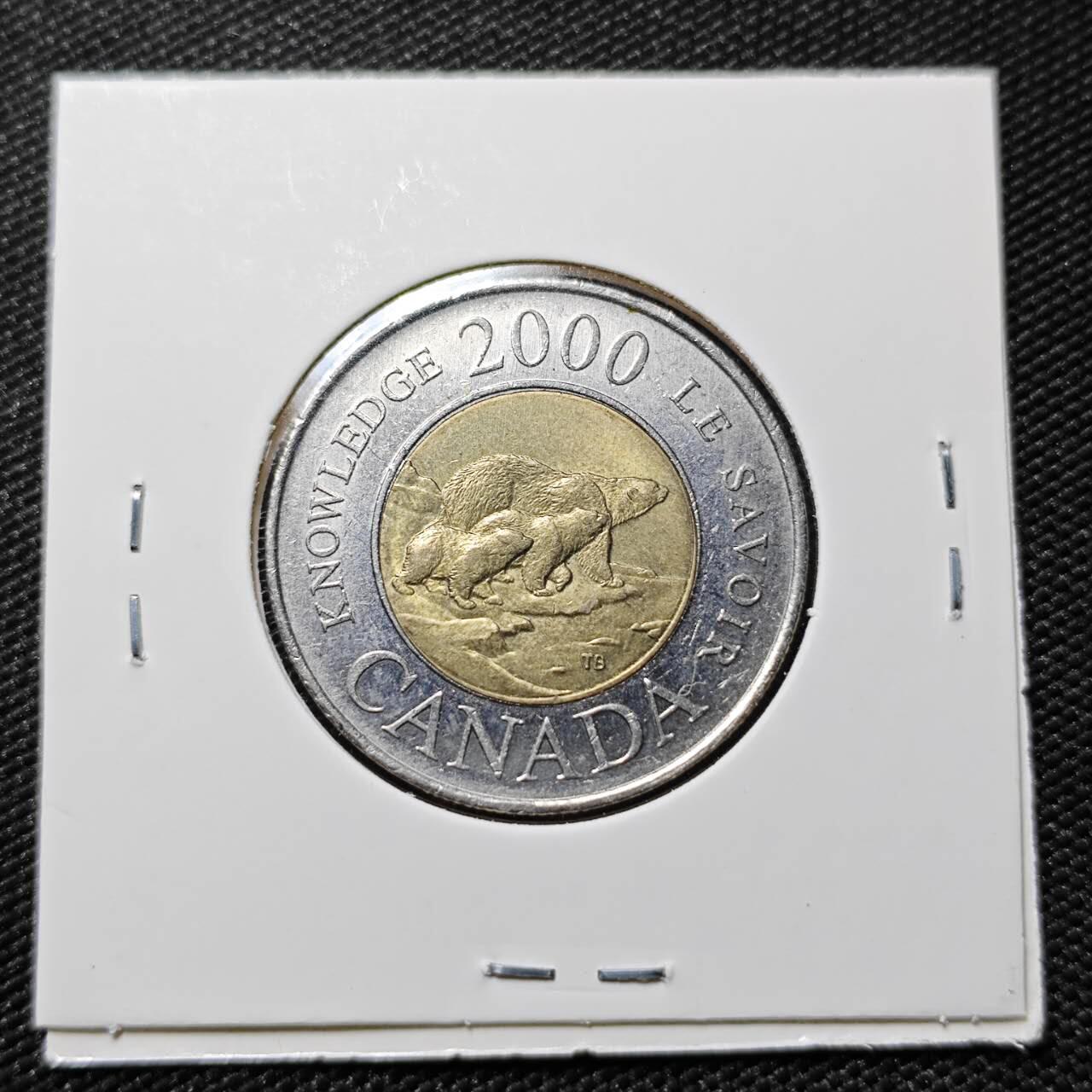 KK钱币收藏小铺   第402期 2月预留时间 周末发货 2000 加拿大2元 千禧年