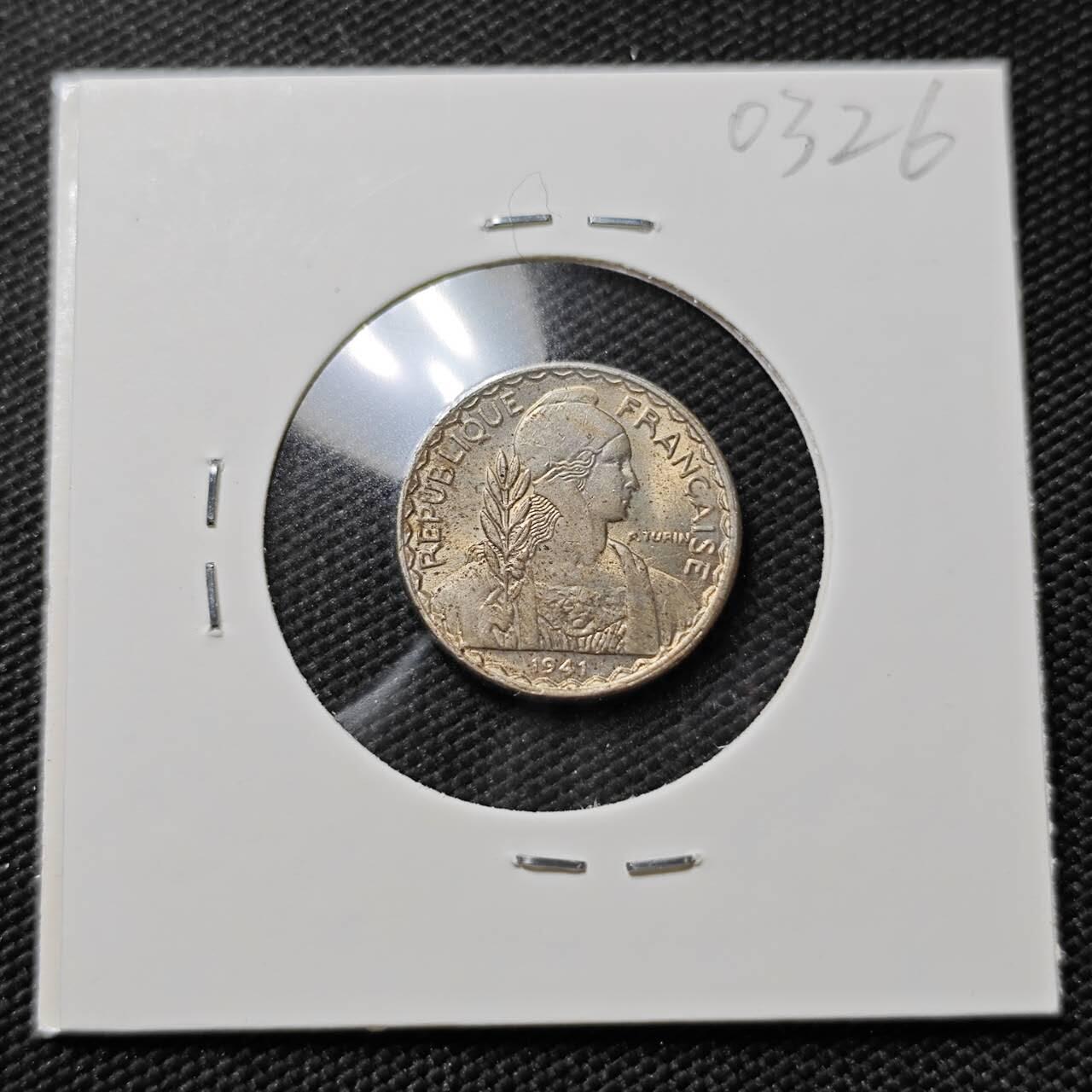 KK钱币收藏小铺   第403期 2月预留时间 周末发货  1941法属印支10分 好品