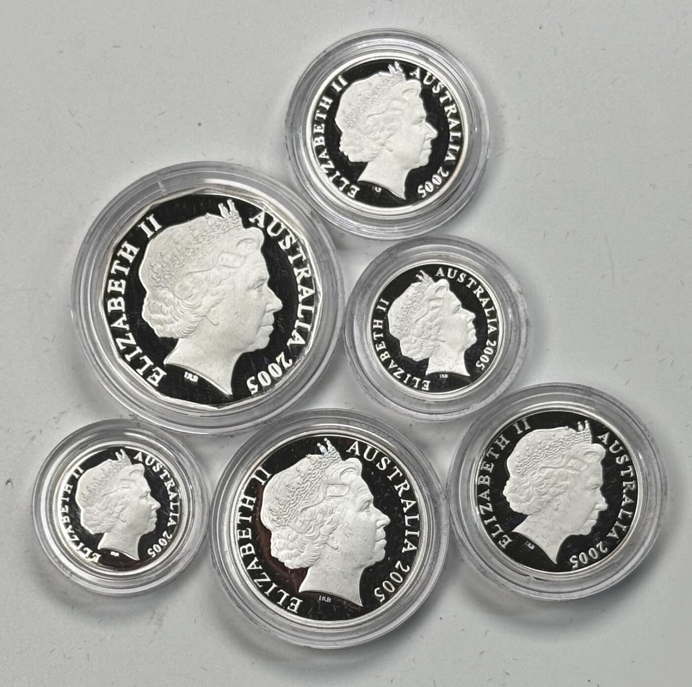 S&S Numismatic世界钱币-拍卖 第121期  澳大利亚2005年6枚全银套币盒证齐全 合集61.62克999银