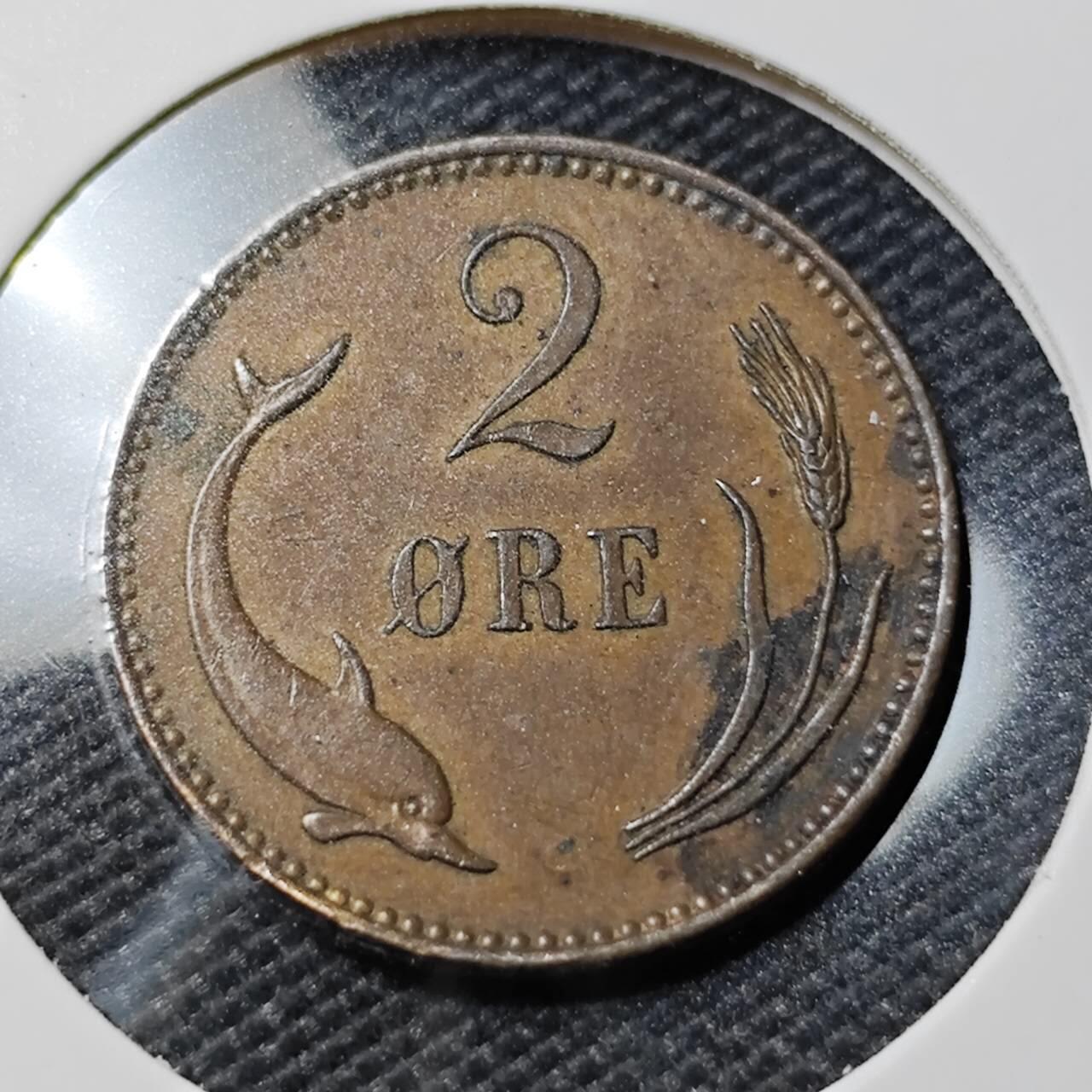 KK钱币收藏小铺   第402期 2月预留时间 周末发货  1899丹麦2欧尔铜币