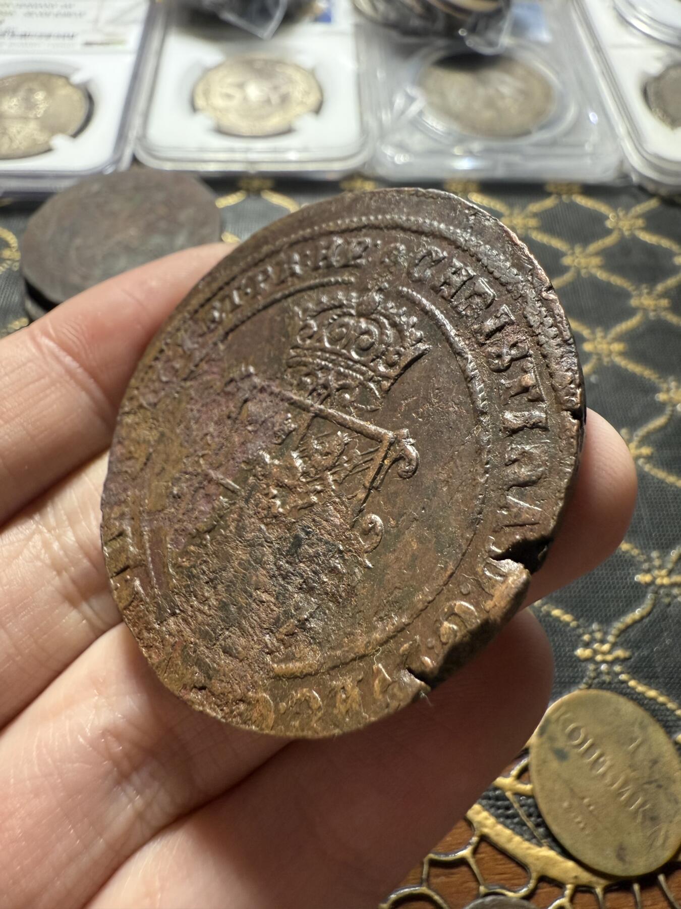 南宋泉阁俄币 外币 国币 专场第二十二期 【送拍无额外佣金】 瑞典 瓦萨王朝 1638年(罗马数字MDCXXXVIII) 克里斯蒂娜女王1欧尔大铜币 难得好品 少见