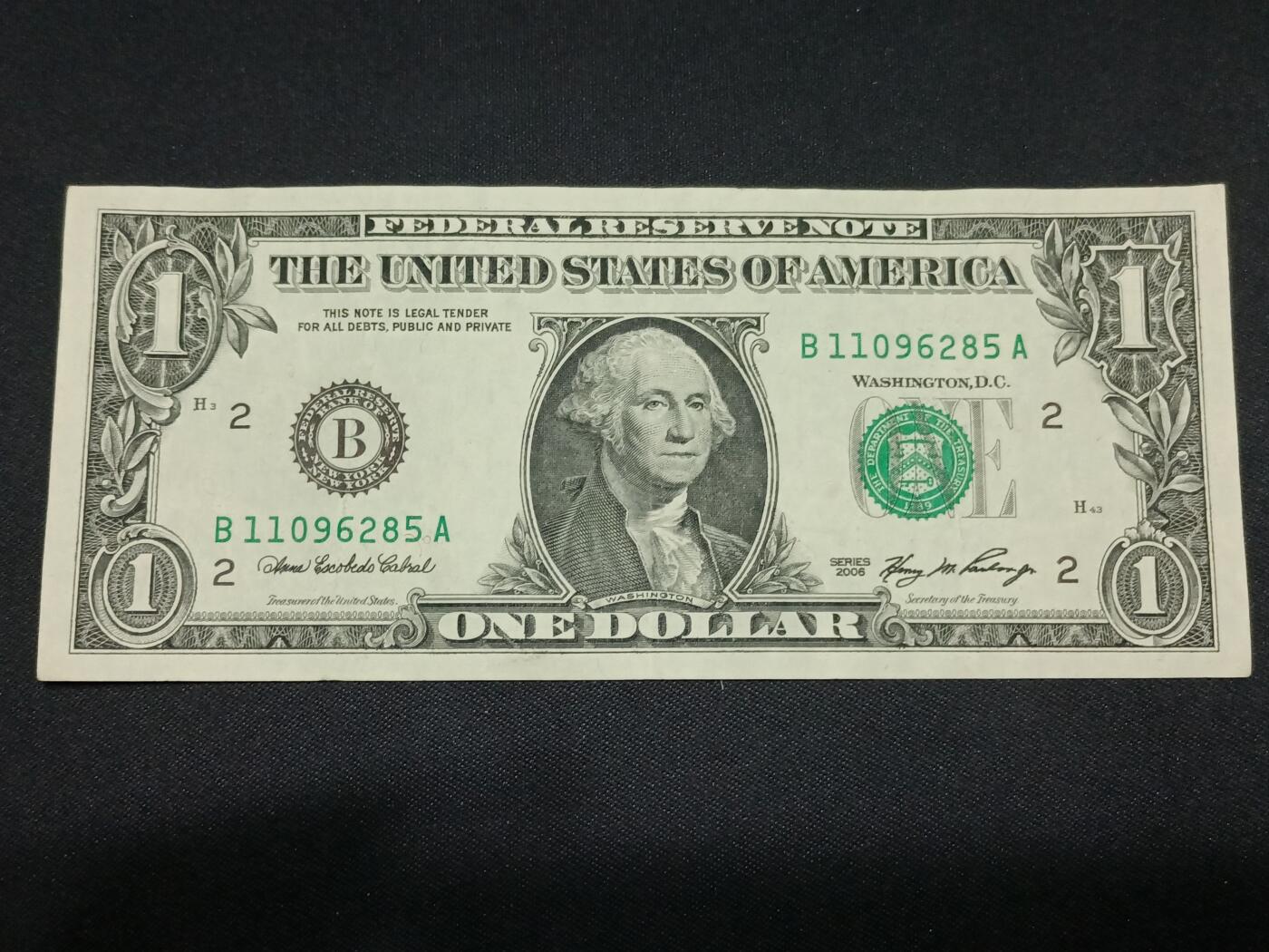 【游宝拍卖】丙午马年第8期 美国-1美元【SERIES-2006 B-纽约 近新AU 】