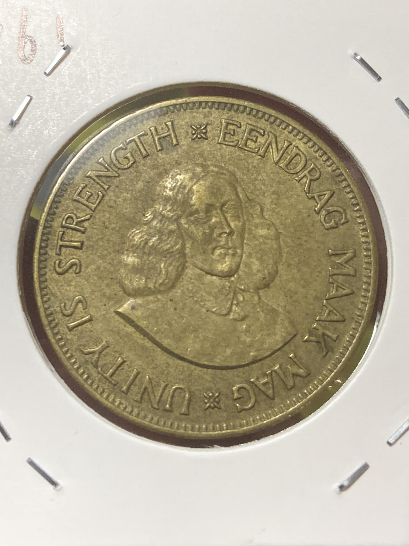 2026年第三十四场(总第二百零三场）外国精品纸夹币场(免佣金) 南非🇿🇦1961年1分(独立后首套流通硬币)