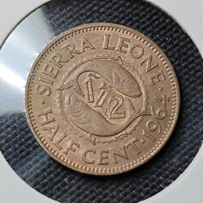 KK钱币收藏小铺   第402期 2月预留时间 周末发货 -  1964塞拉利昂1/2分铜币
