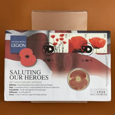 ＜星葵🌻钱币社＞硬币场·第71期·3月10日发货 - 〈邮币封〉泽西岛2011年阵亡将士纪念日90周年·罂粟花5镑克朗型彩色纪念币