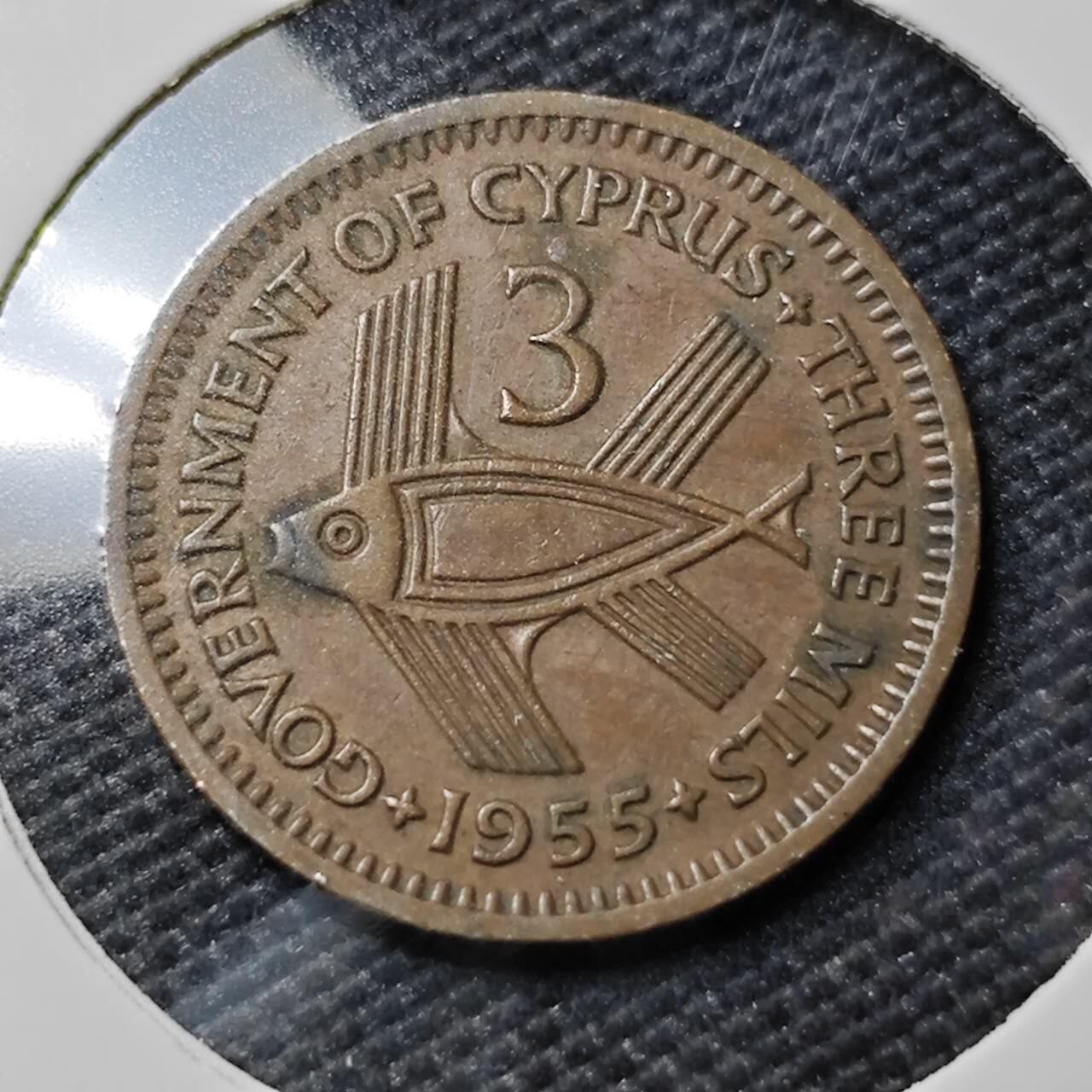 KK钱币收藏小铺   第402期 2月预留时间 周末发货  英属塞浦路斯3米尔铜币