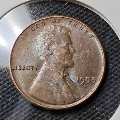 KK钱币收藏小铺   第402期 2月预留时间 周末发货 -  1953美国麦穗1分铜币 好品