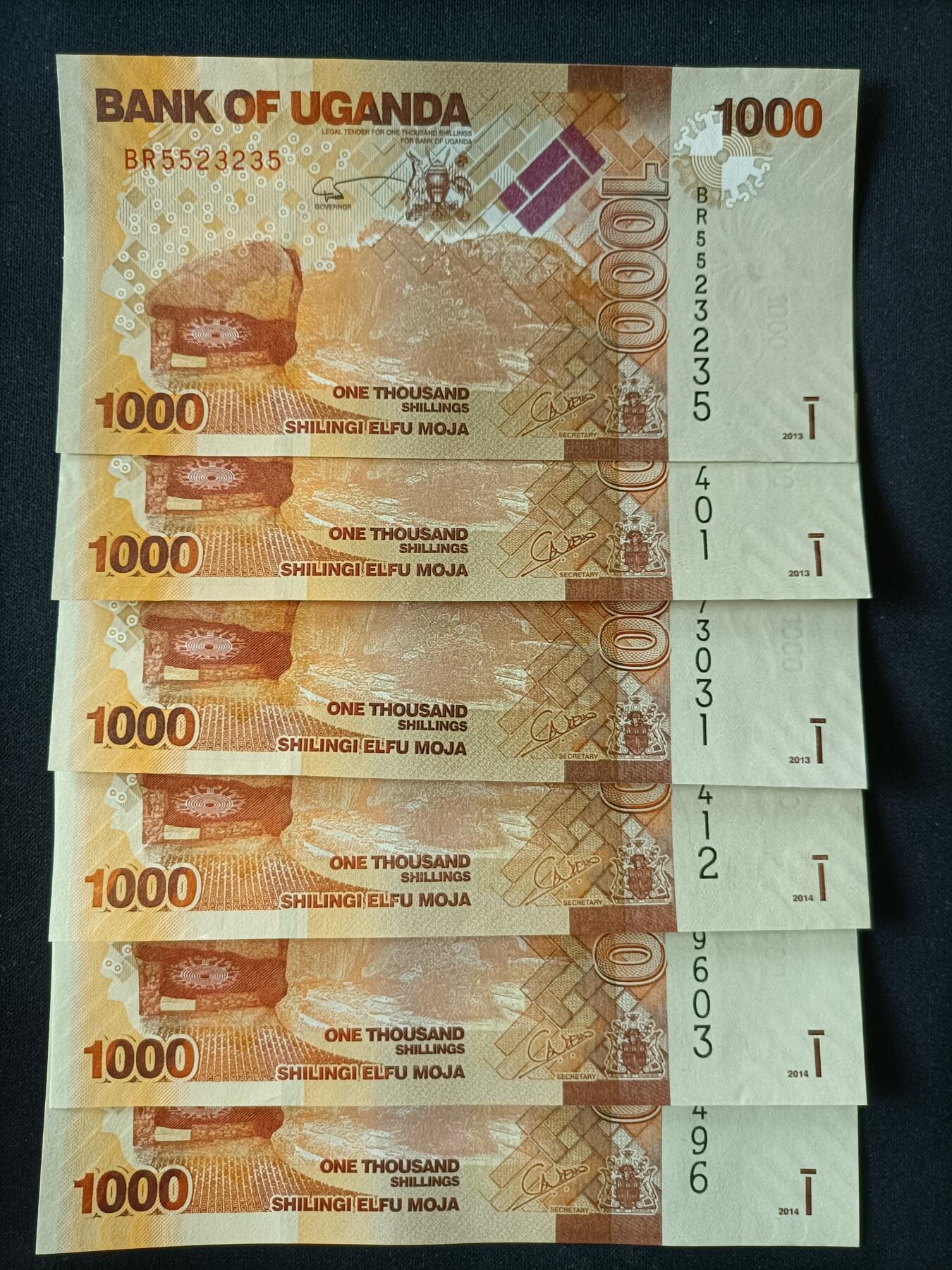 【游宝拍卖】丙午马年第9期 乌干达2013/14年 6张 UNC/UNC-