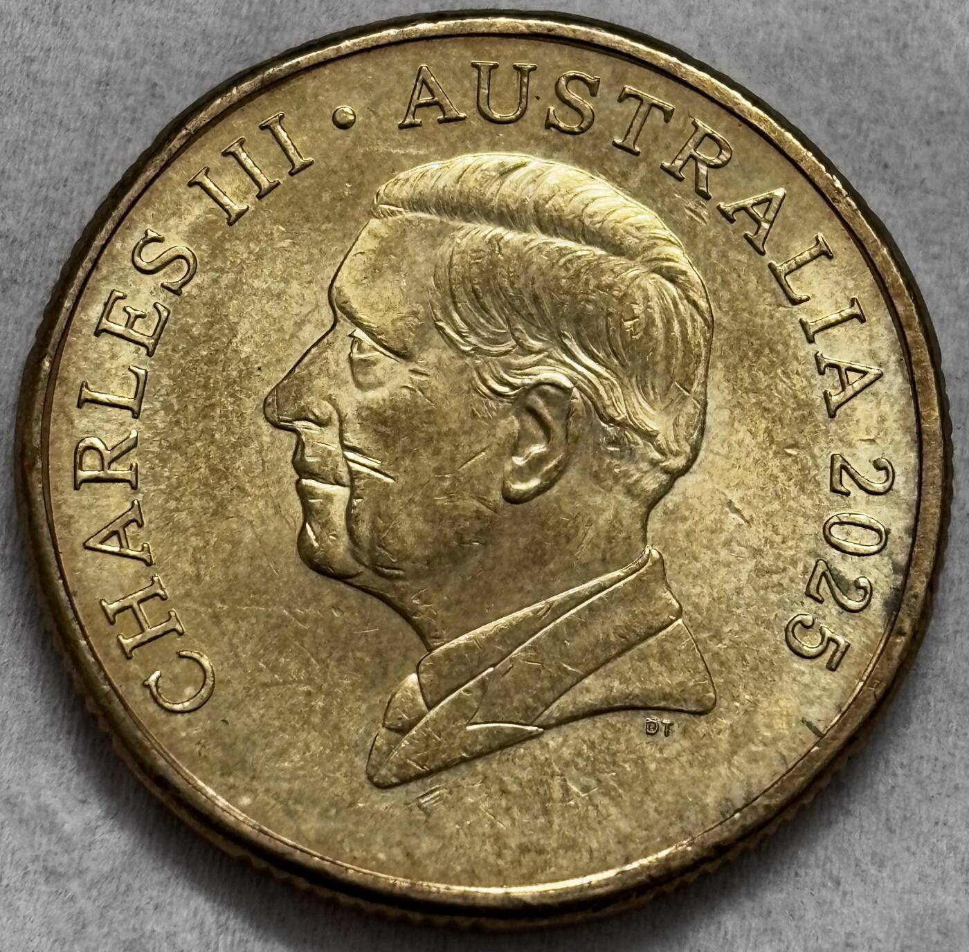 文馨钱币收藏第 296 场，长期接代拍业务  原光品相 2025 年澳大利亚 一元，查尔斯头像少见