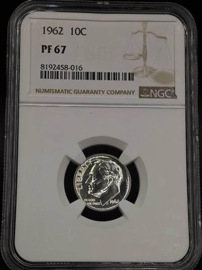 【淘币小摊】实时拍第八百七十九拍   银币套币场    每周一统一发货 - 美国1962年罗斯福10分精制银币 NGC PF67