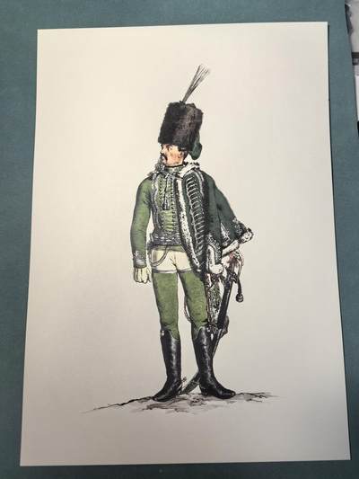 盛世勋华——号角文化勋章邮票专场拍卖第308期 - 大尺寸手绘图卡 普鲁士王国第1骠骑兵团军官 大A4尺寸 翻印自1851年出版《腓特烈大帝的军队》一书