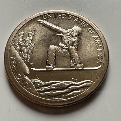 🌹外币初藏🌹🐯2026年第26场  各国纪念币专场 每周二四六晚8️⃣点 接代拍 - 美国 2022年 创新者系列佛蒙特州主题 纪念滑雪板运动的户外休闲创新成就 1元纪念币