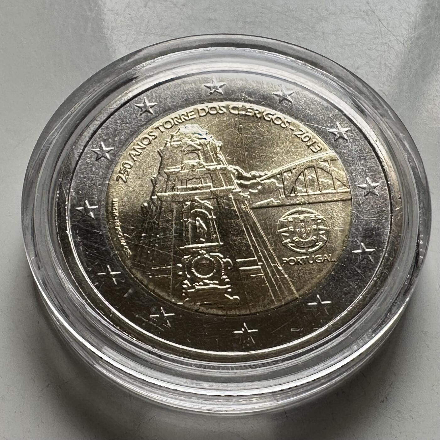 🌹外币初藏🌹🐯2026年第26场  各国纪念币专场 每周二四六晚8️⃣点 接代拍 葡萄牙 2013年 克莱瑞戈塔250周年纪念 2欧元双色纪念币