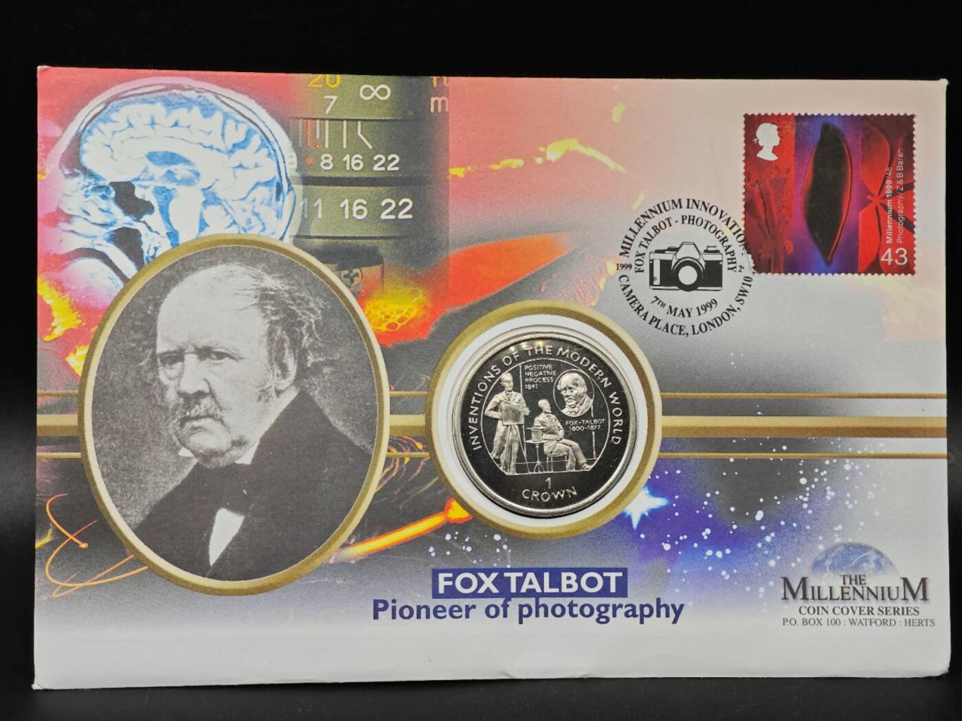  【淘币小摊】限时拍第八百七十八拍   克朗币邮币封场    每周一统一发货 马恩岛1995年现代世界发明-照相机克朗纪念币邮币封