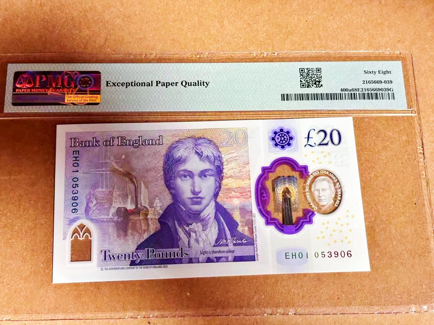 【Blue Auction】世界纸币精拍第792期——18级TOP拍卖/信誉/品质/专业/高效💫 【EH01首发冠 无47】英国 2023年20镑 PMG68EPQ 高分