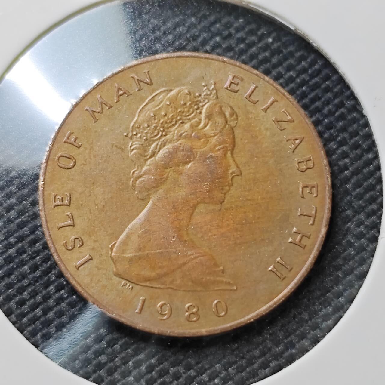 KK钱币收藏小铺   第404期 2月预留时间 周末发货  1980马恩岛1便士 猫