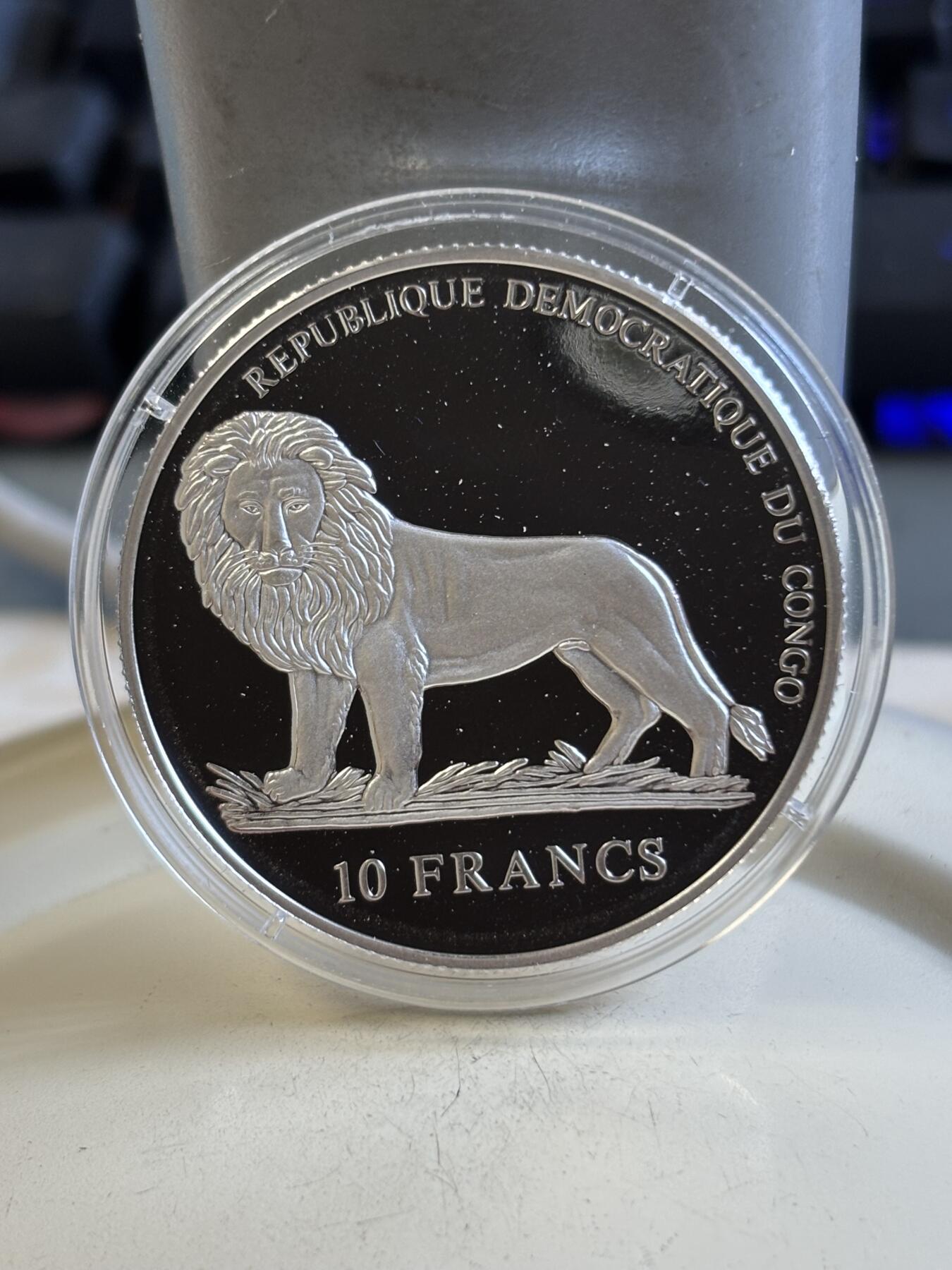 第193期拍卖 刚果2004年人物路易十四纪念银币带证书，999银，19.98克