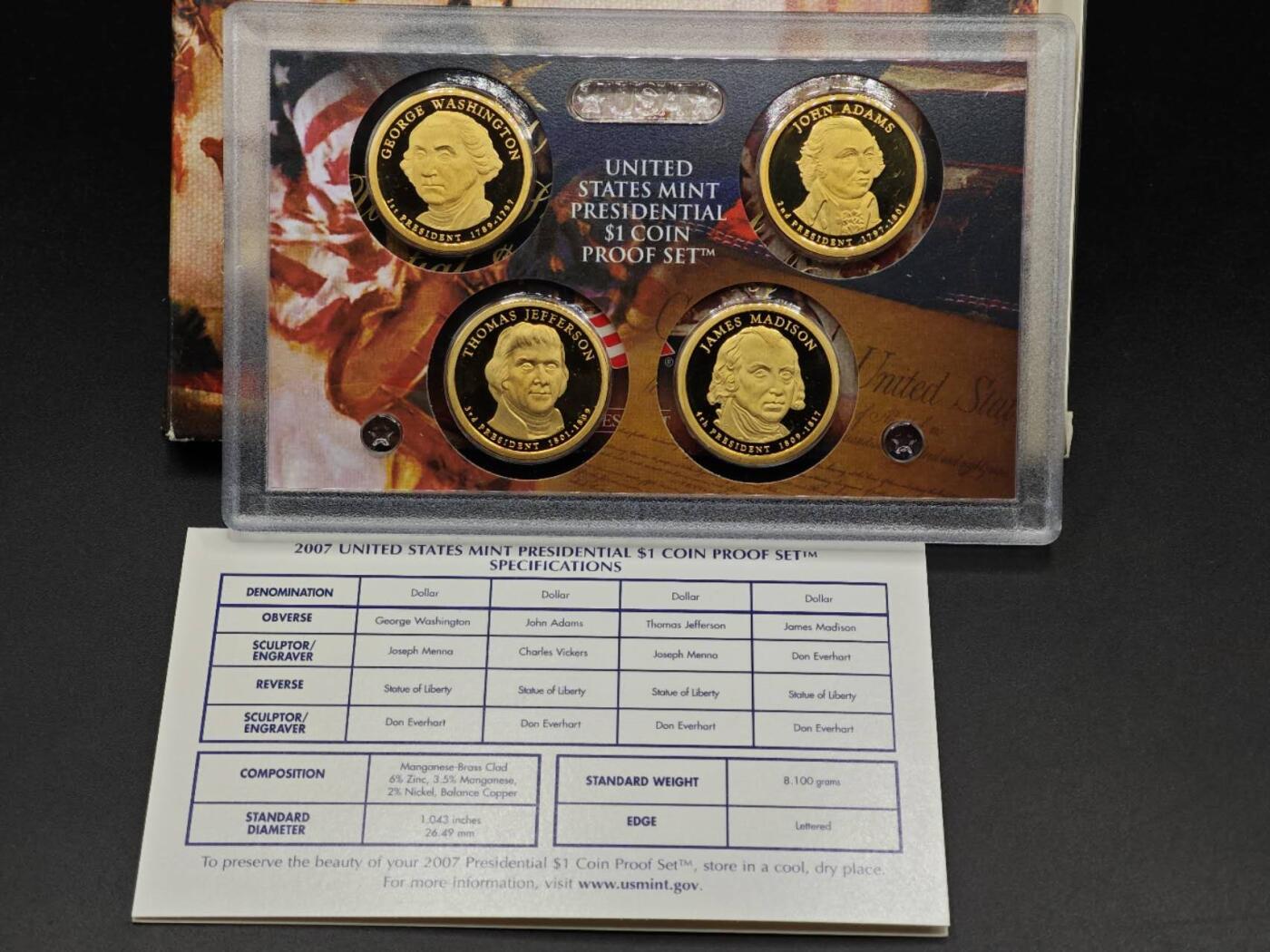 【淘币小摊】实时拍第八百七十九拍   银币套币场    每周一统一发货 美国2007年总统精制纪念币