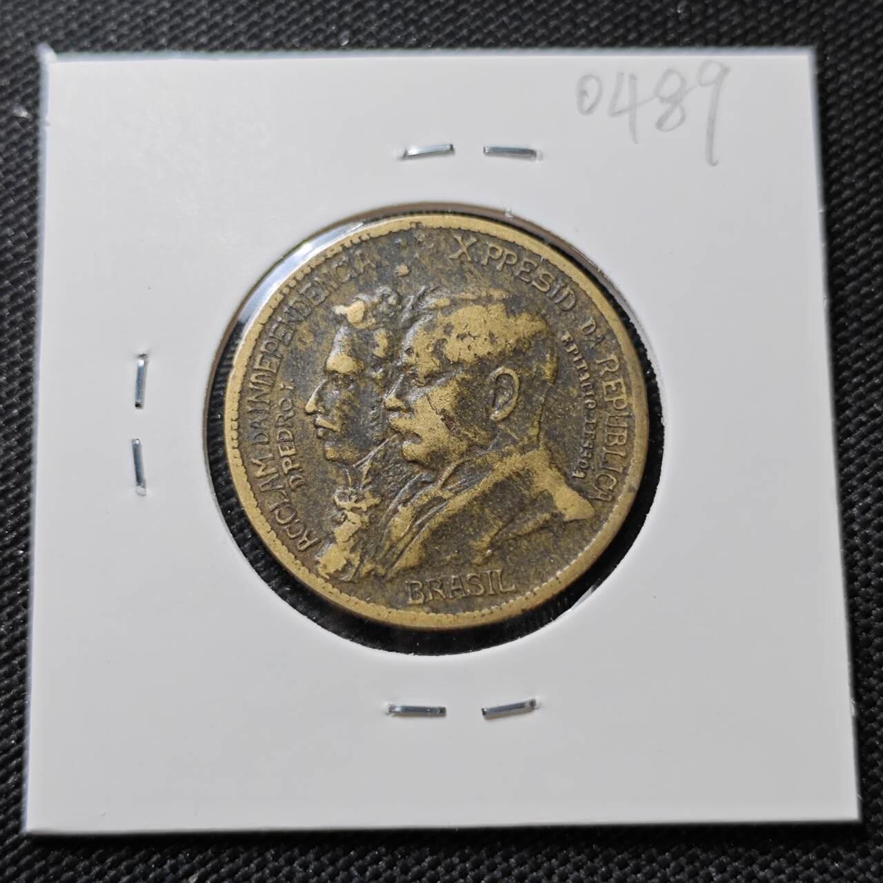 KK钱币收藏小铺   第404期 2月预留时间 周末发货  1922巴西1000瑞斯铜币 纪念币