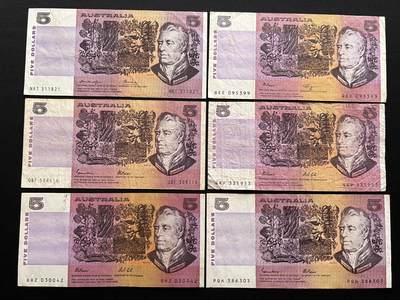咖啡豆•收藏 2026年Mar_14th世界各国纸币拍卖 - 6枚 澳大利亚 5元 品如图 外国纸币